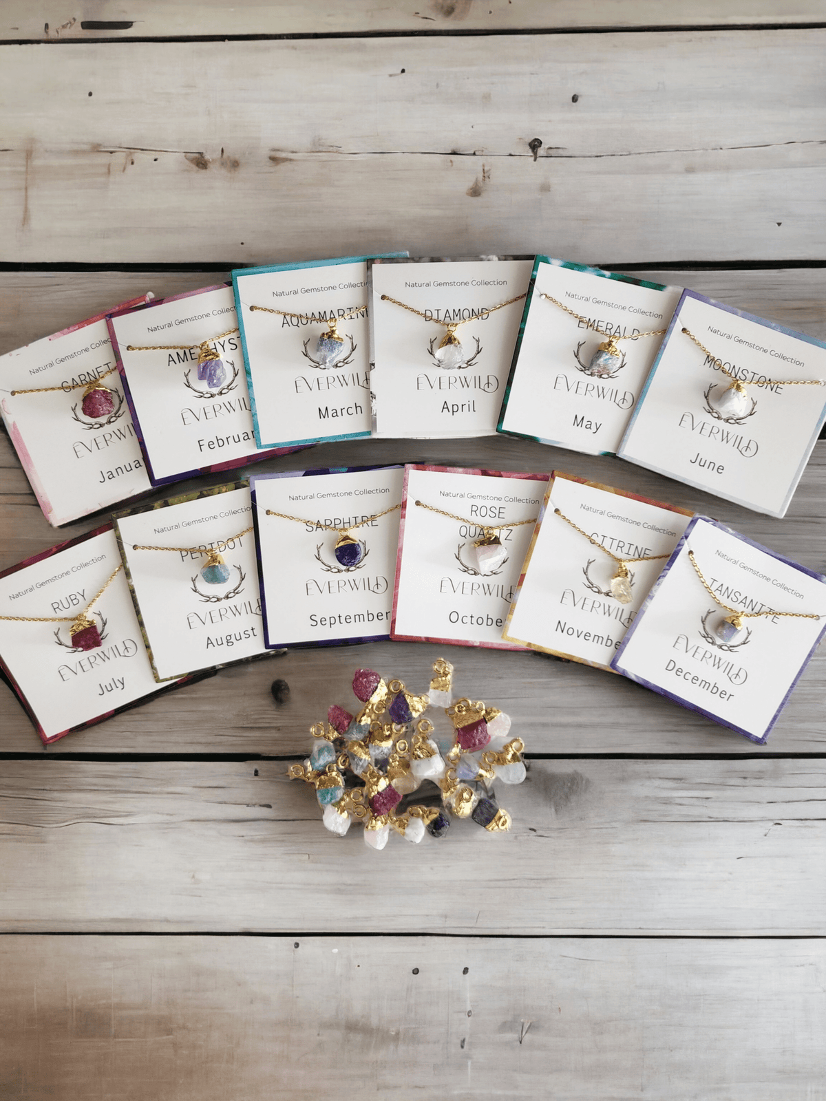 Raw Natural Gemstone Nugget Assorted Birthstone Necklaces