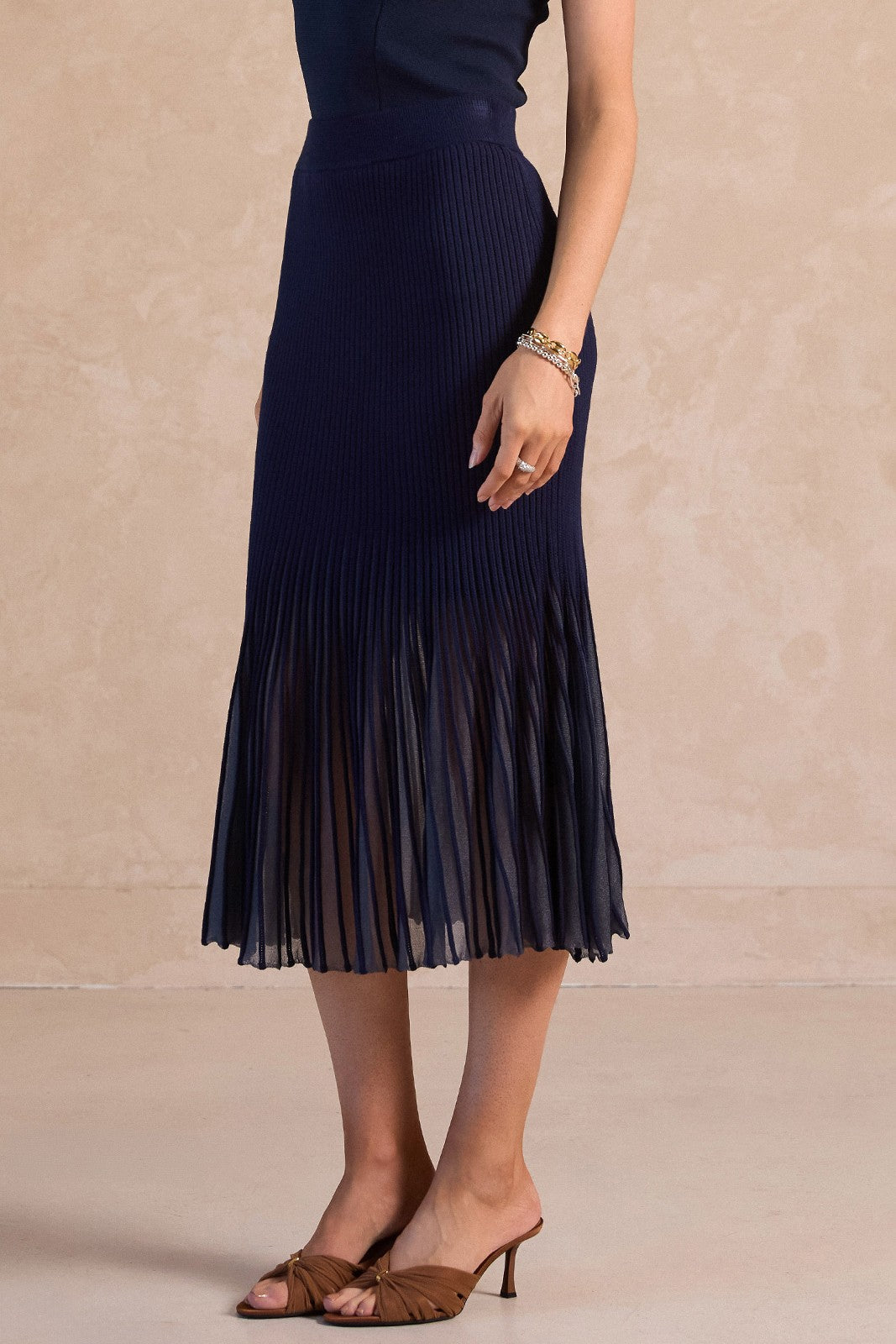 Current Air | Hallie Pleated Knit Midi Skirt | Sweetest Stitch Boutique