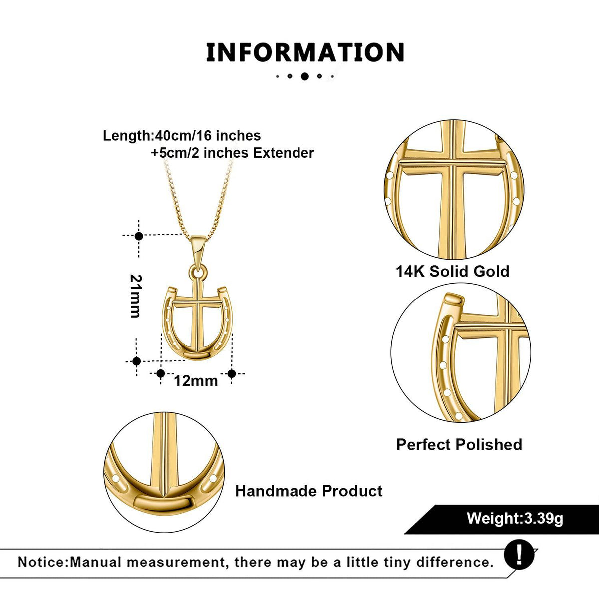 FINE Jewelry Rider's Prayer Solid Gold Mini Necklace Specs