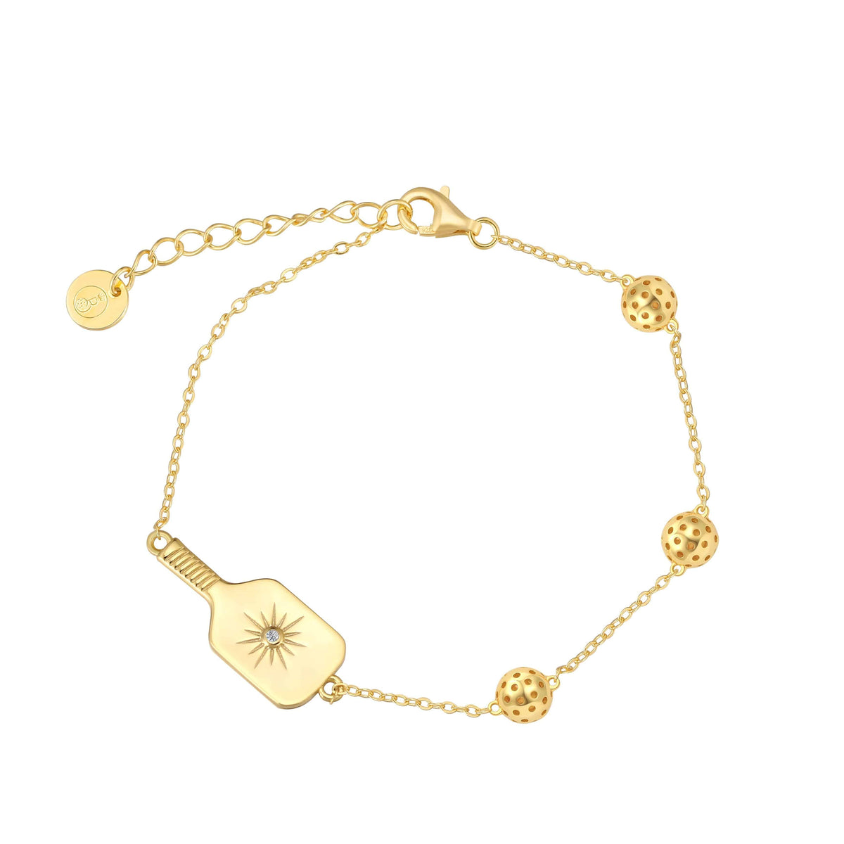 Pickleball Play It Forward Paddle and Balls Bracelet Gold