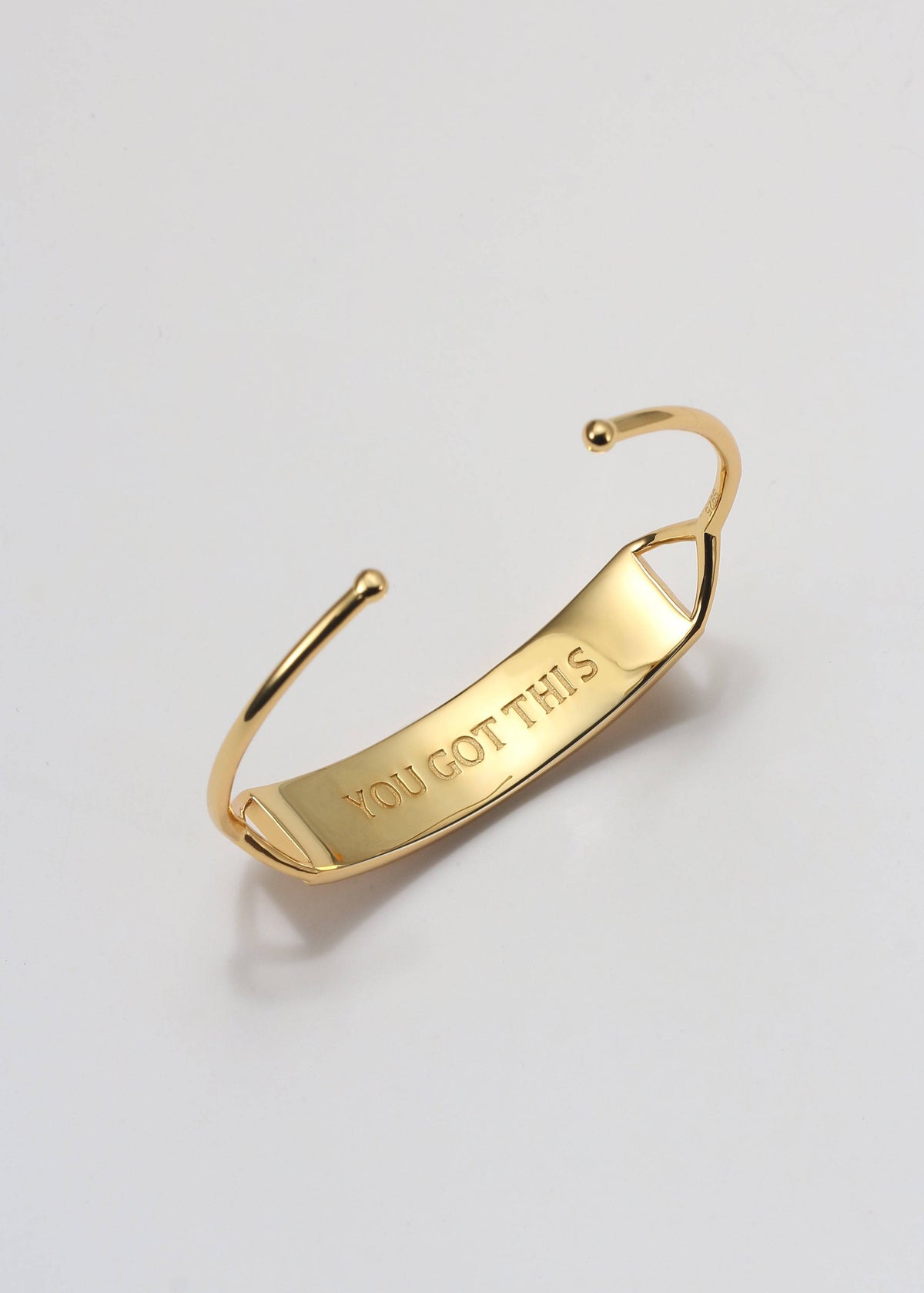 Touchstone You Got This Gold Cuff shows "You Got This" engraved in plain text on reverse