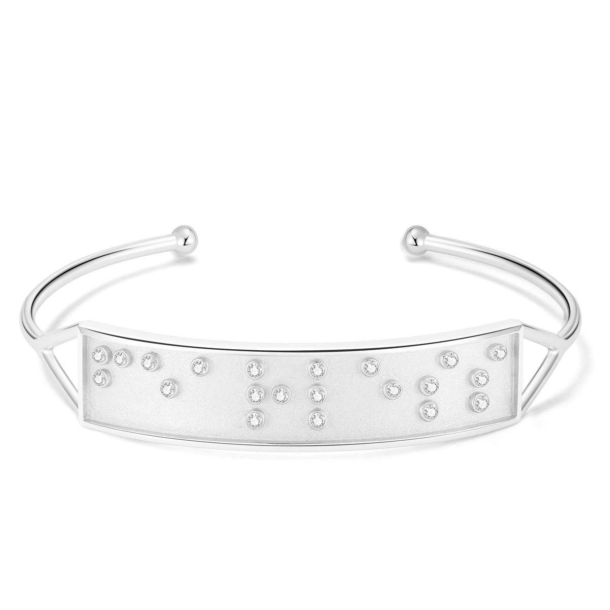 Touchstone Fearless Cuff Silver "Fearless" in Braille Crystals