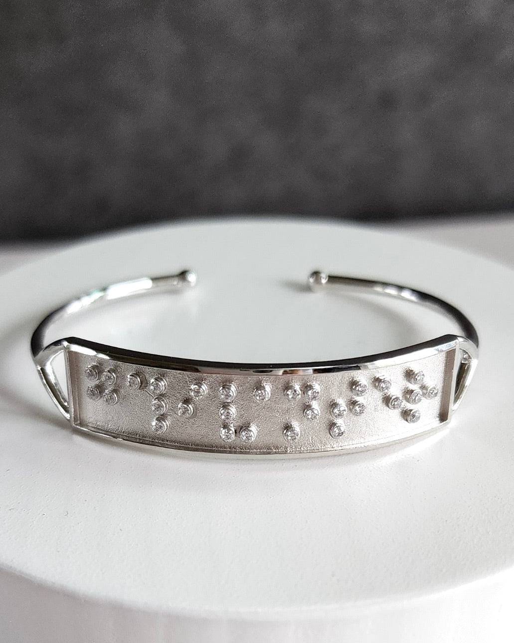 Touchstone Galivanter Silver Cuff Bracelet with Braille Crystals