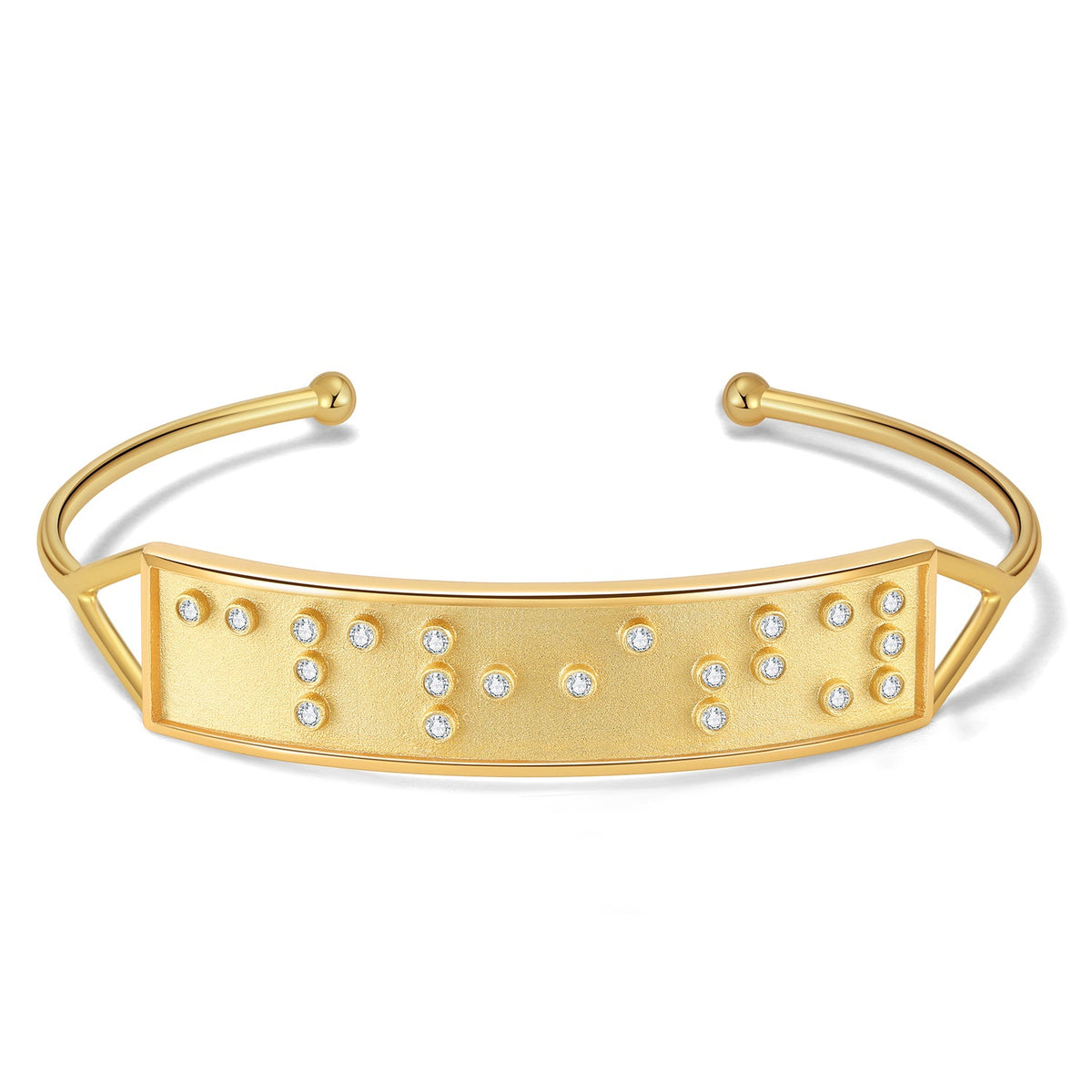 Touchstone 'Clarity' in Braille Crystals Cuff Gold