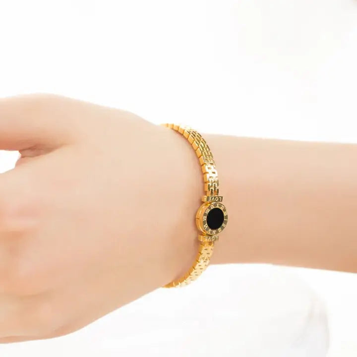 18k Gold Engraved Love Bangle - Yayas Glam & Gift Shop