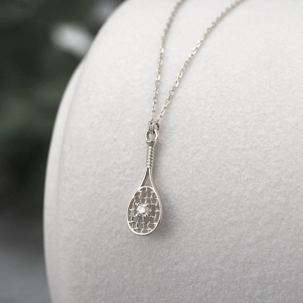 LoveMatch Tennis Baby Love Silver Racquet & Ball Pendant Necklace with crystal