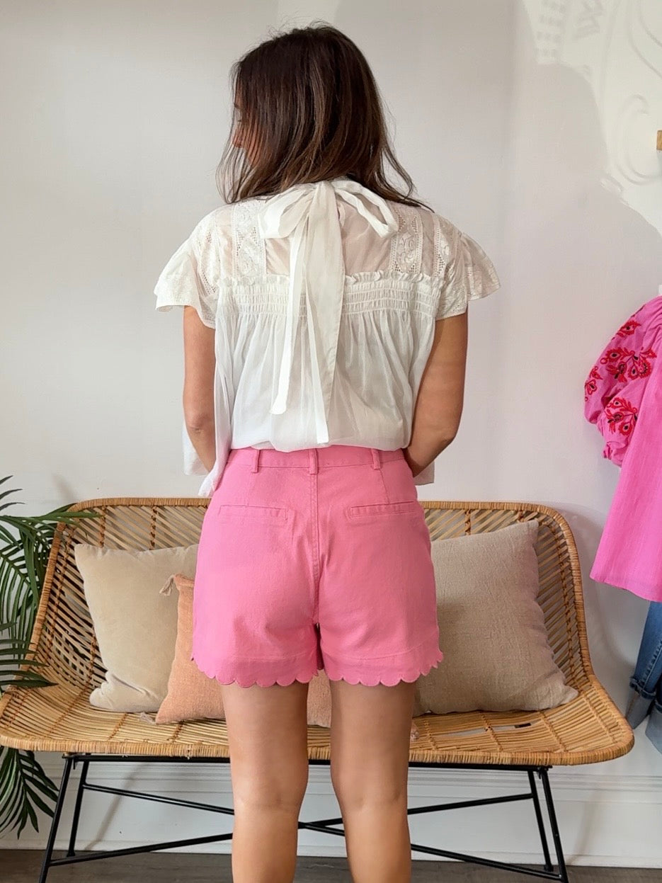 Entro | Jenni Pink Scallop Shorts | Sweetest Stitch Boutique Richmond
