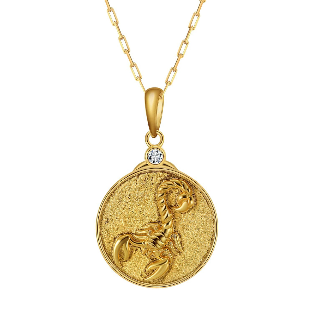 Gold Zodiac Scorpio Scorpion Medallion Necklace
