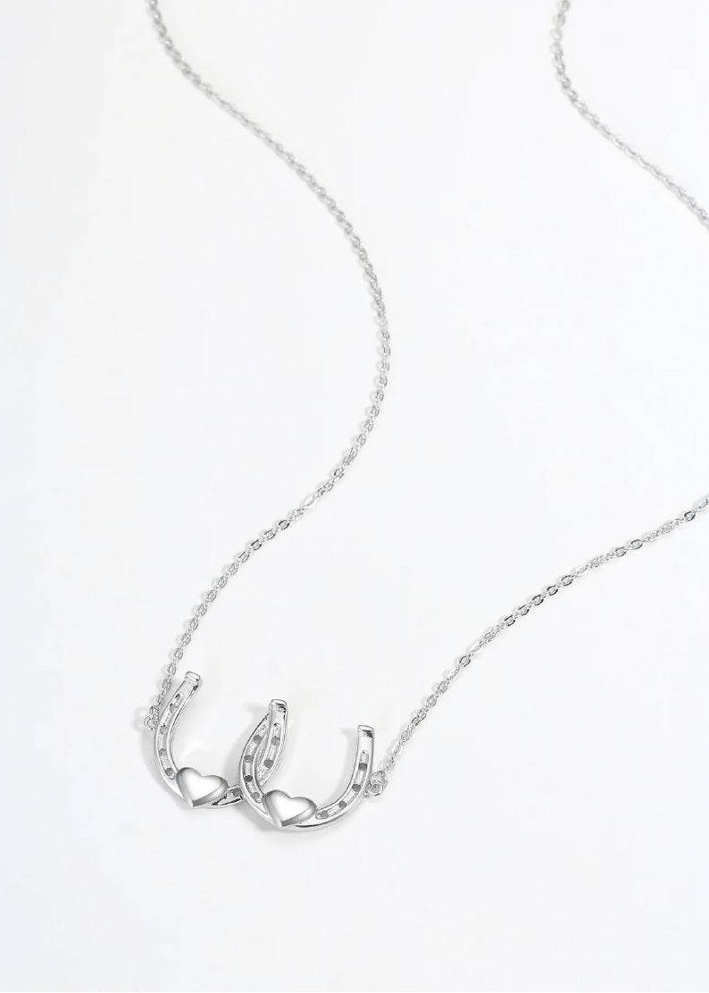 Saints and Saviors Silver Double Your Luck Horseshoes Necklace