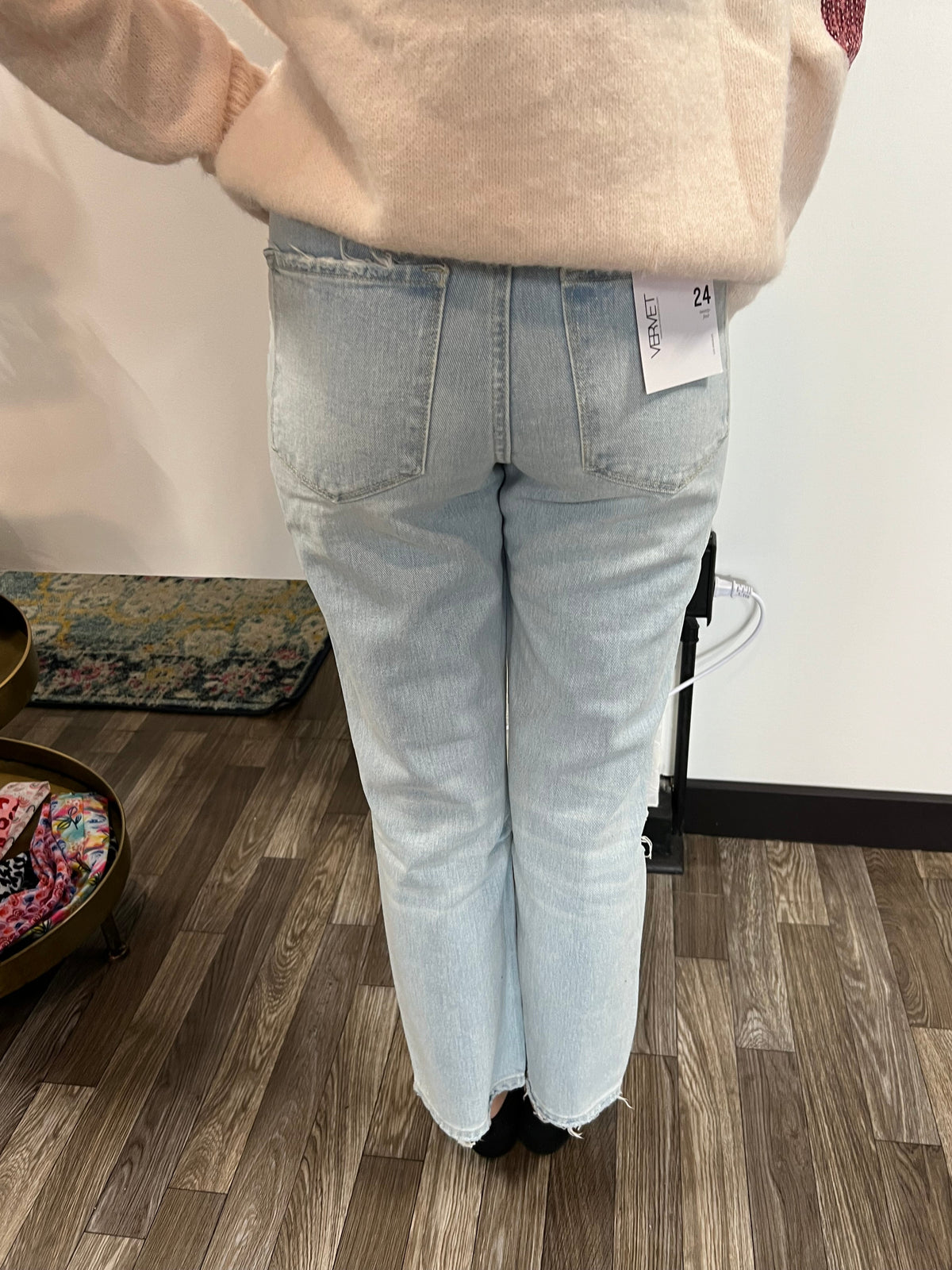 Vervet Super High Rise Distressed Crop Straight Jeans