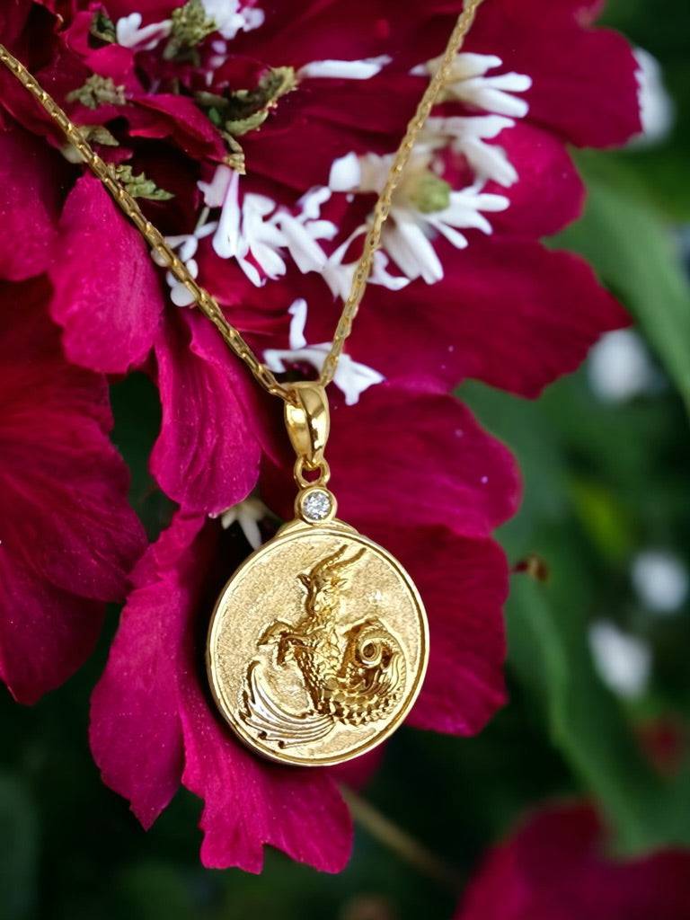 Gold Zodiac Capricorn Medallion Necklace