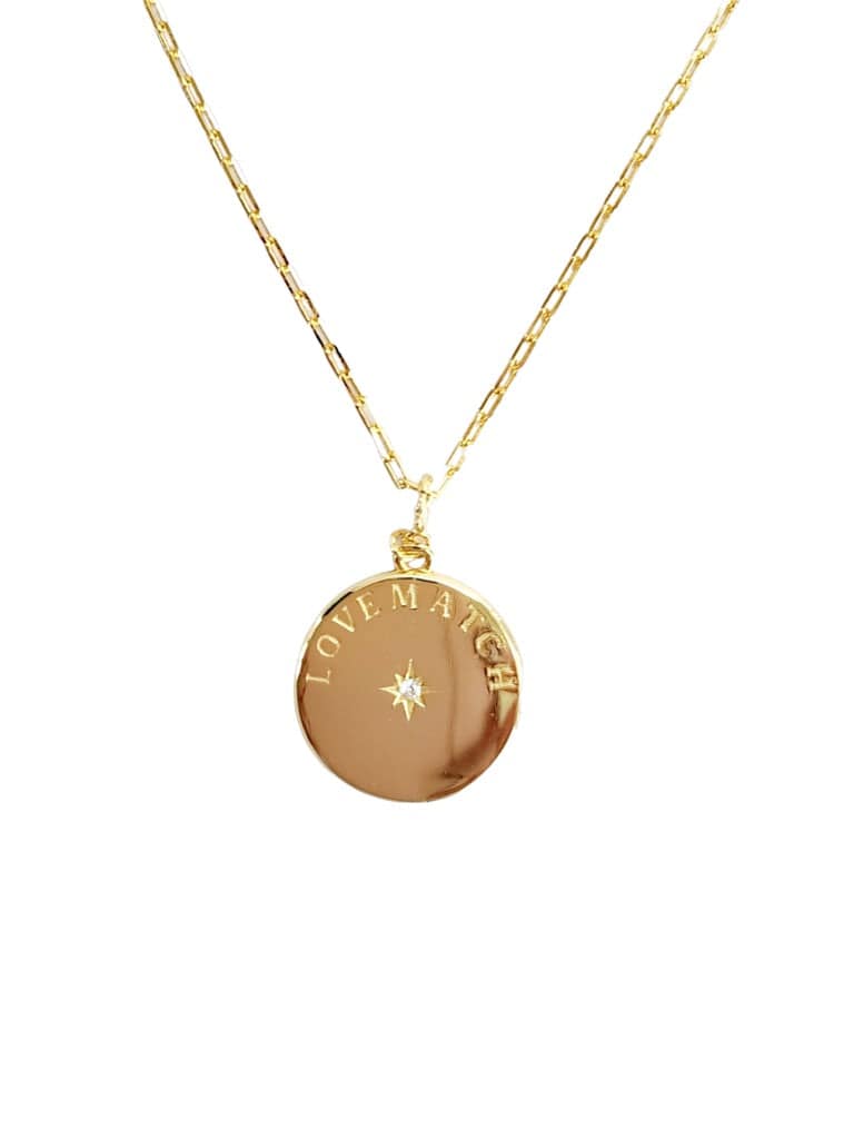 LoveMatch Tennis Heart Clip on Charm Pendant Necklace Gold Reverse Side