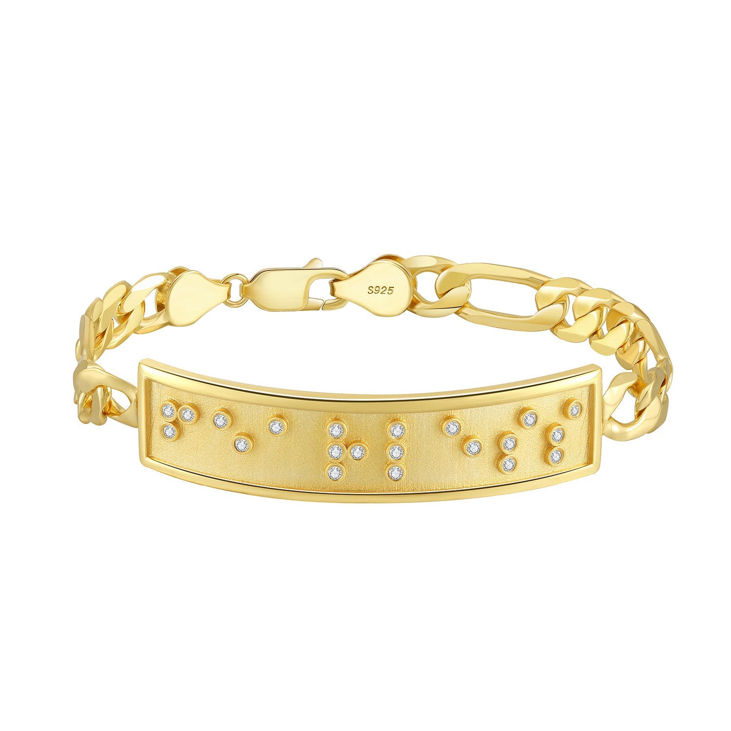 Touchstone Fearless ID Link Bracelet in Gold with Braille Crystals