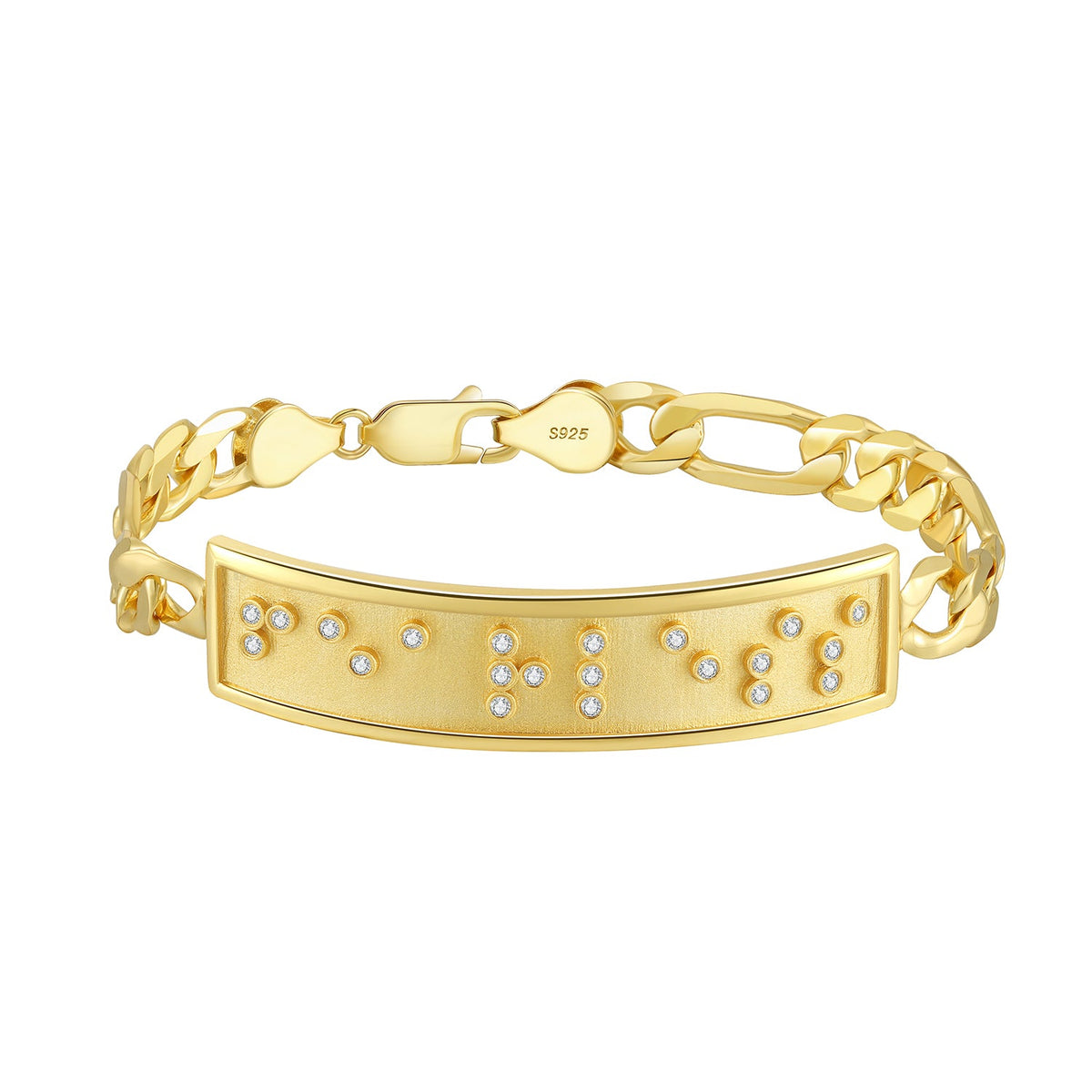 Touchstone Fearless ID Link Bracelet in Gold with Braille Crystals