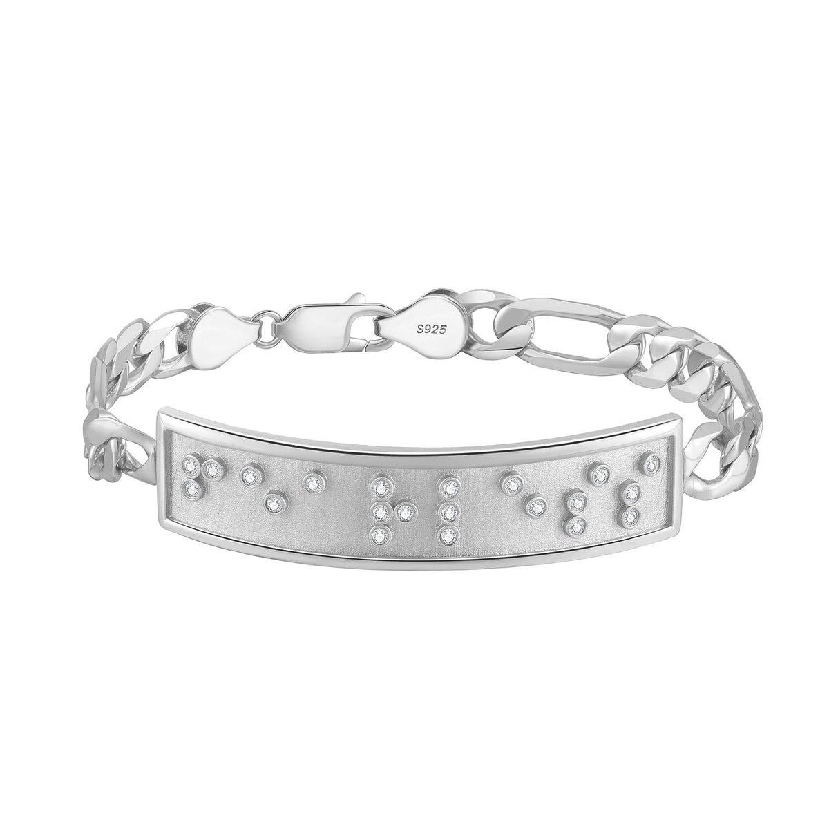 Touchstone Fearless ID Link Bracelet in Silver with Braille Crystals