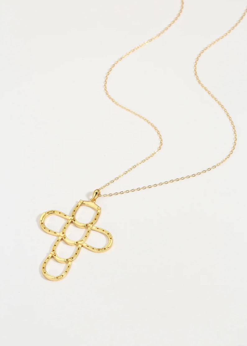 Saints and Saviors Faith Luck Gold Cross Necklace