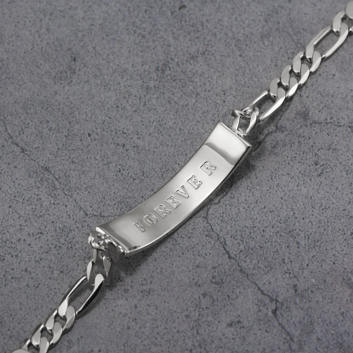 Touchstone 'Forever' ID Link Bracelet in Silver