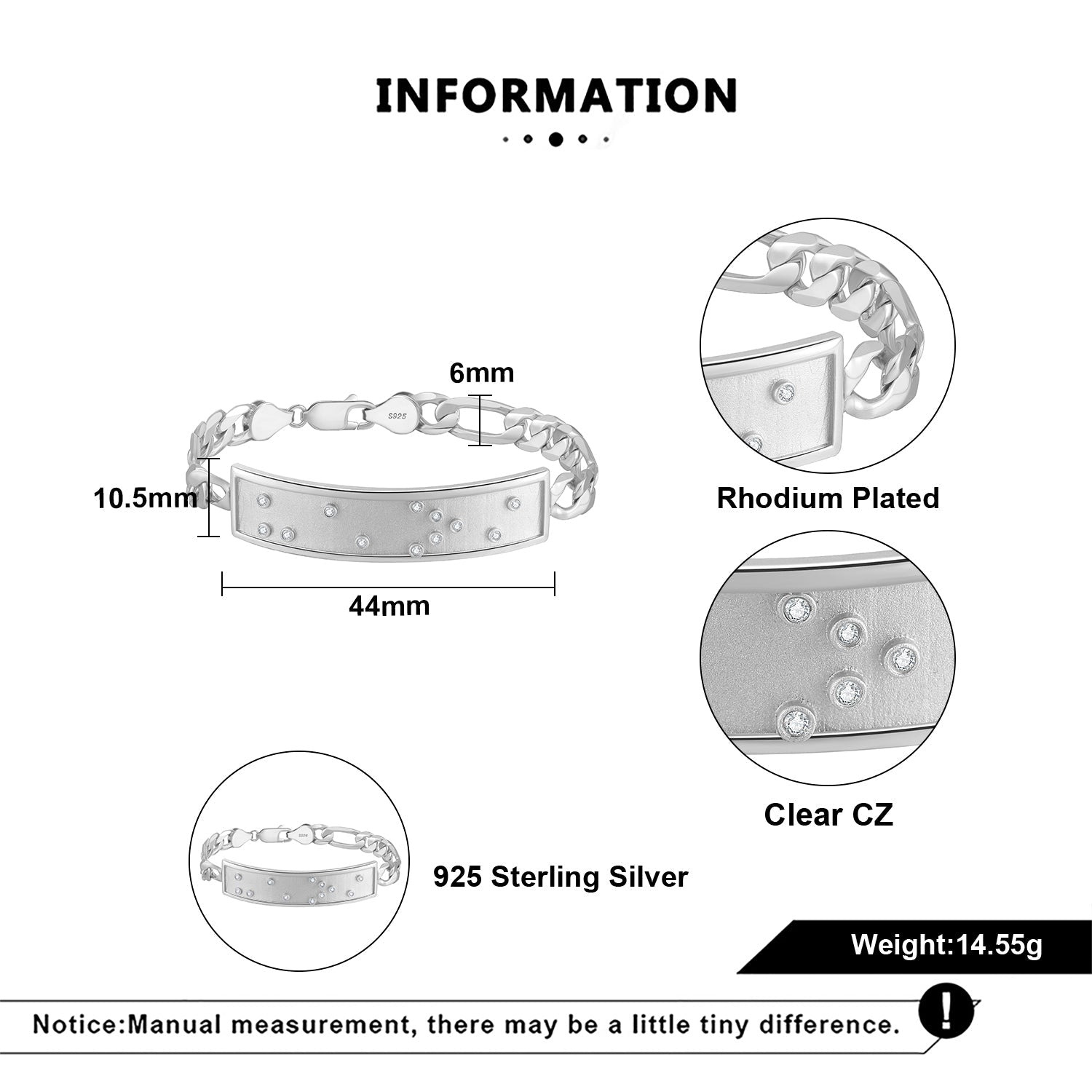 Touchstone HE>i ID Link Bracelet in Silver Specs