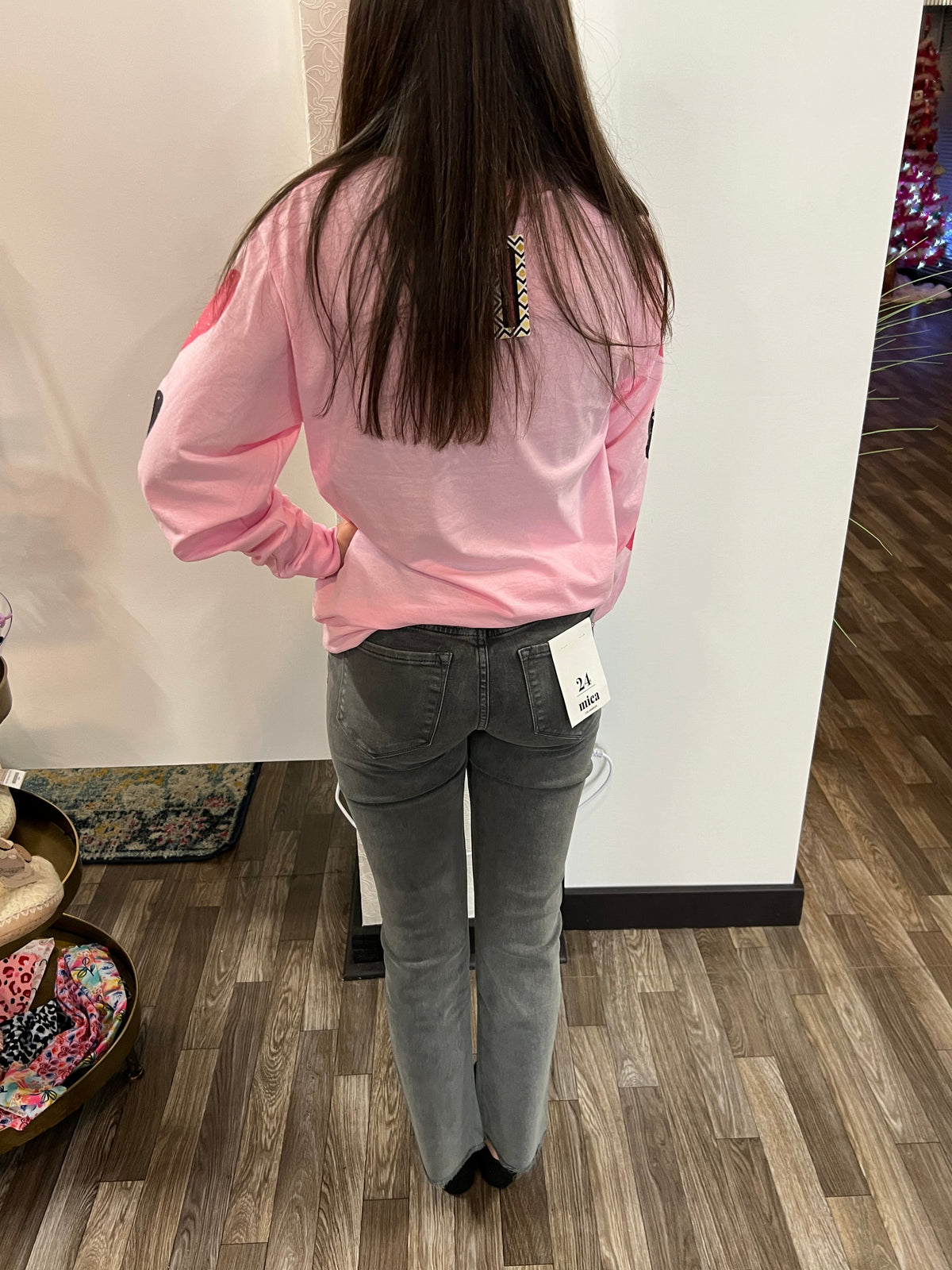 Mica Denim High Rise Straight Leg Vintage Garment Dyed Gunmetal Gray Jeans - Athena's Fashion Boutique