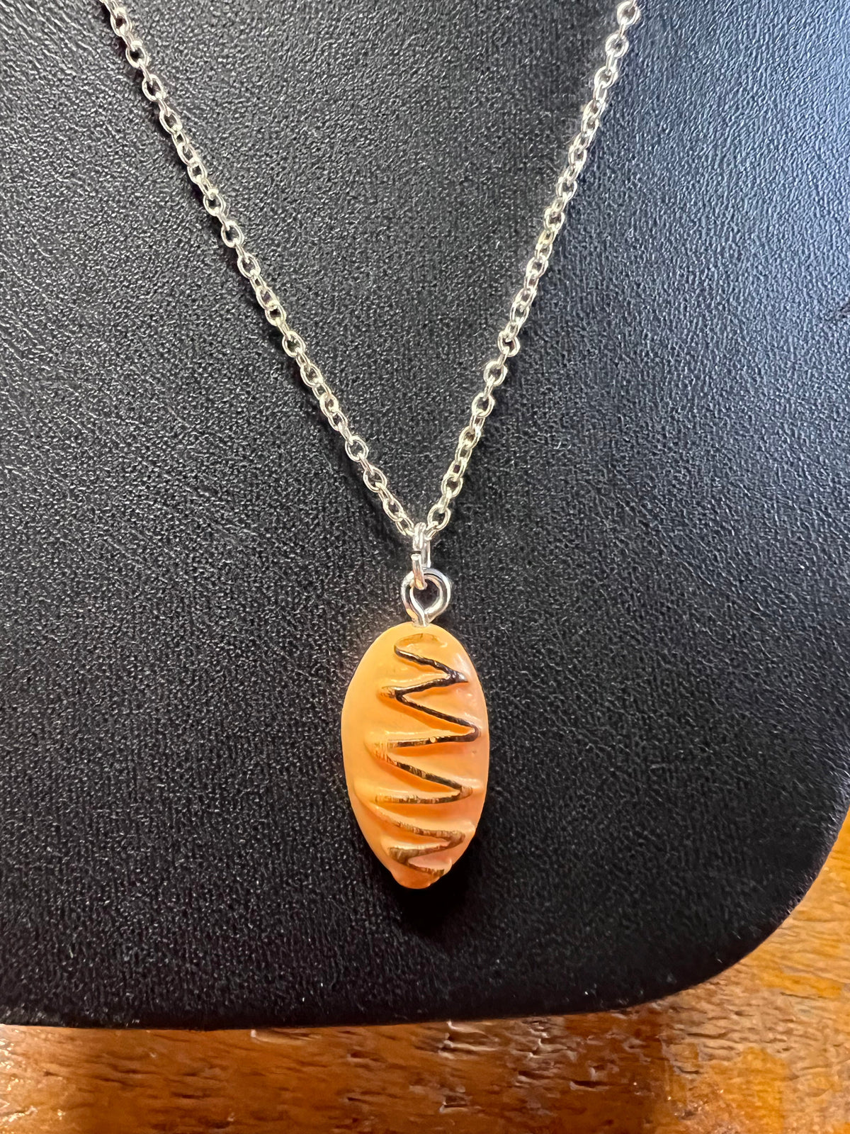 Bread with Chocolate Drizzle .925 Sterling Silver necklace - Athena's Fashion Boutique