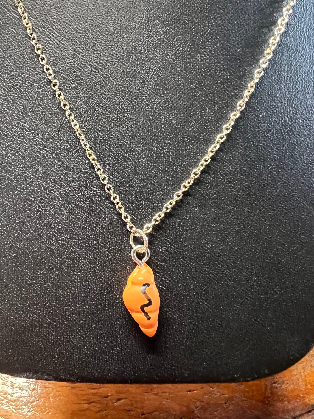 Croissant with Chocolate Drizzle .925 Sterling Silver Necklace - Athena's Fashion Boutique