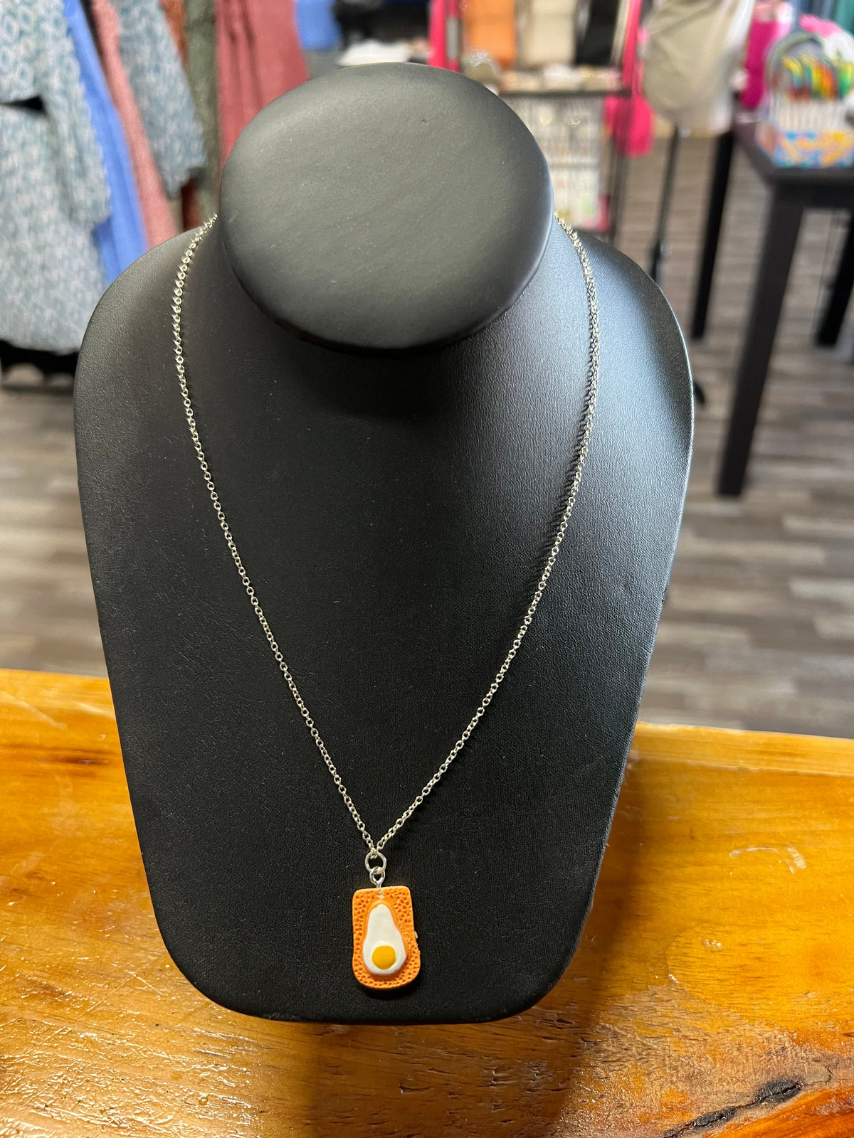 Eggs on Toast Charm .925 Sterling Silver Necklace - Athena's Fashion Boutique