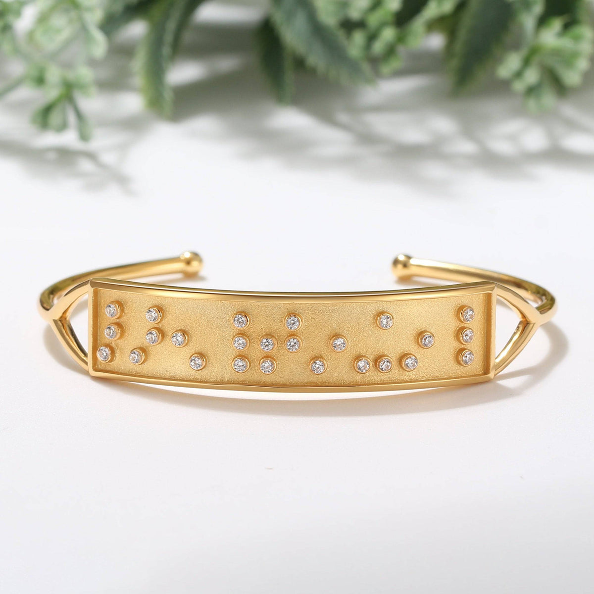 Touchstone Limitless Cuff Gold "Limitless" in Braille Crystals