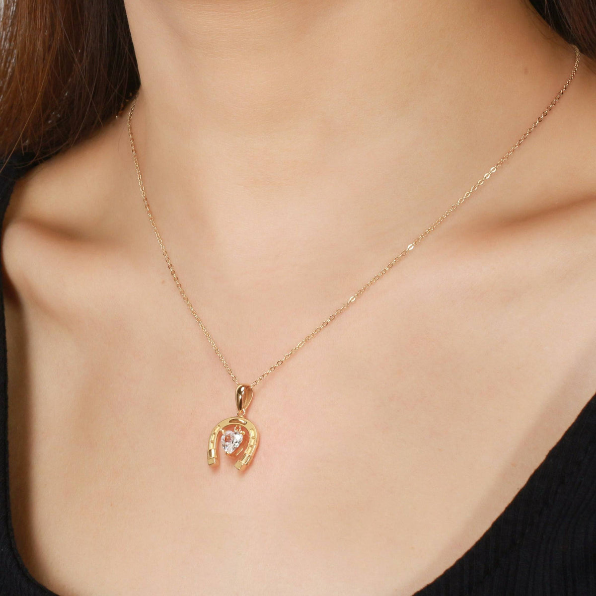 Saints and Saviors Lucky and Loved Birthstone Necklaces - 12 options - clear crystal shown on model