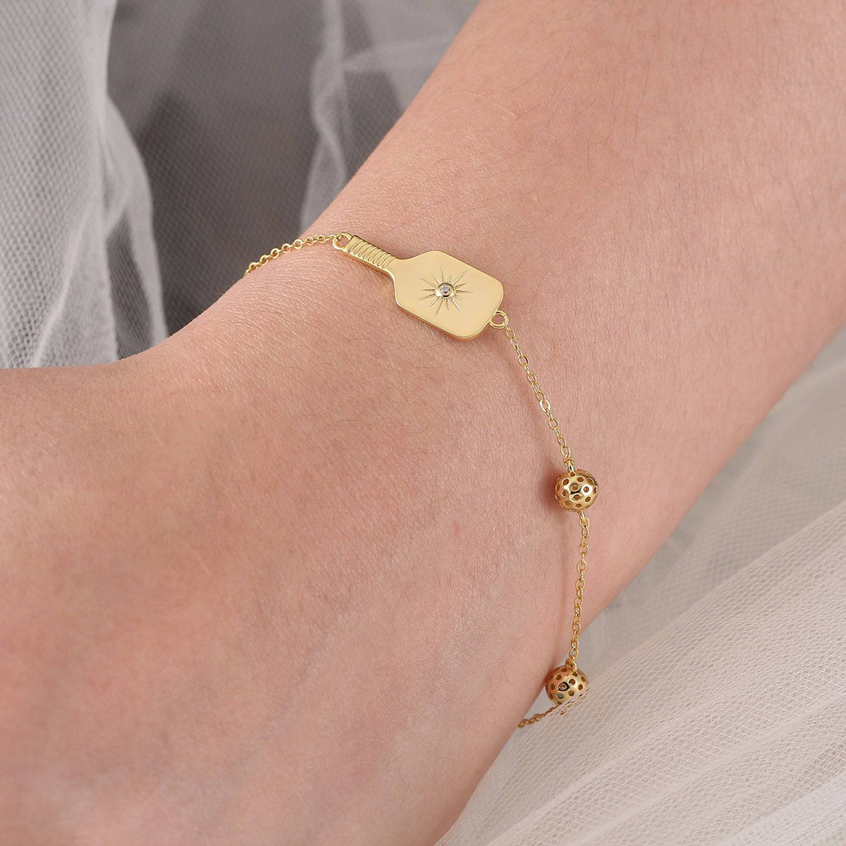 Pickleball Play It Forward Bracelet Gold on model