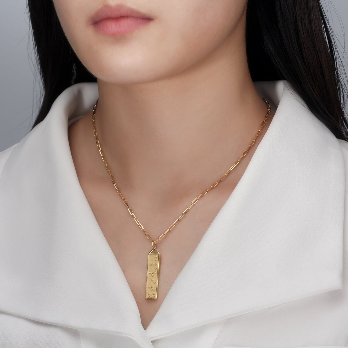 Touchstone Clarity Bar Necklace Gold on model