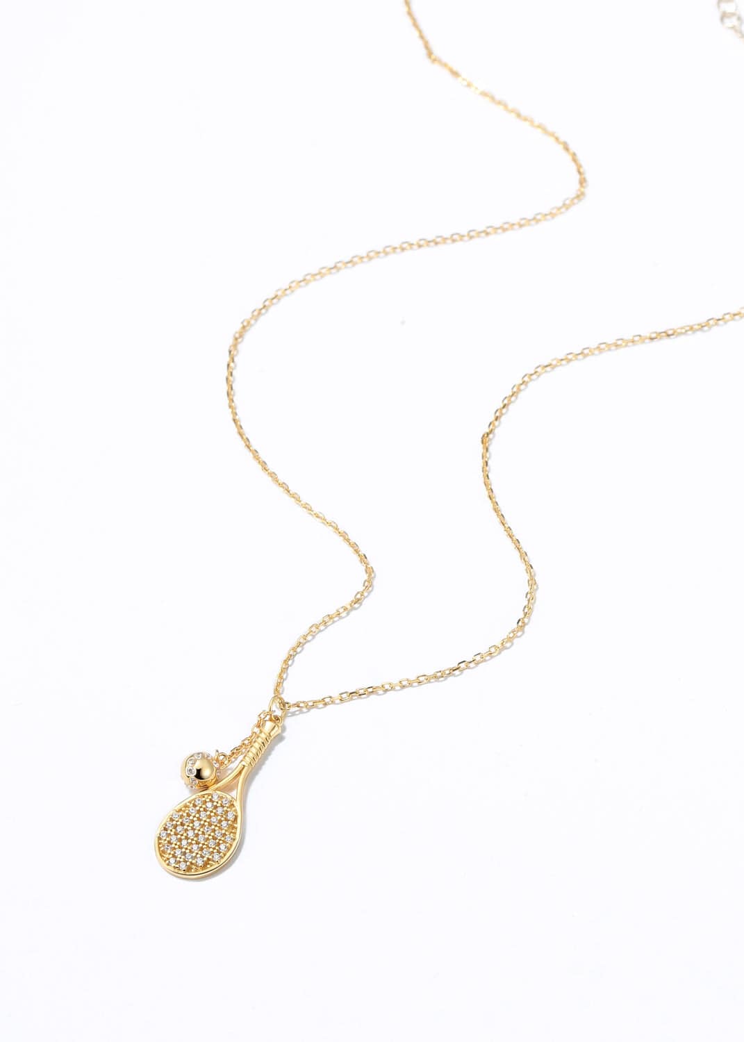 LoveMatch Tennis LOVE Bling Racquet and Ball on CLIP Chain Gold Necklace