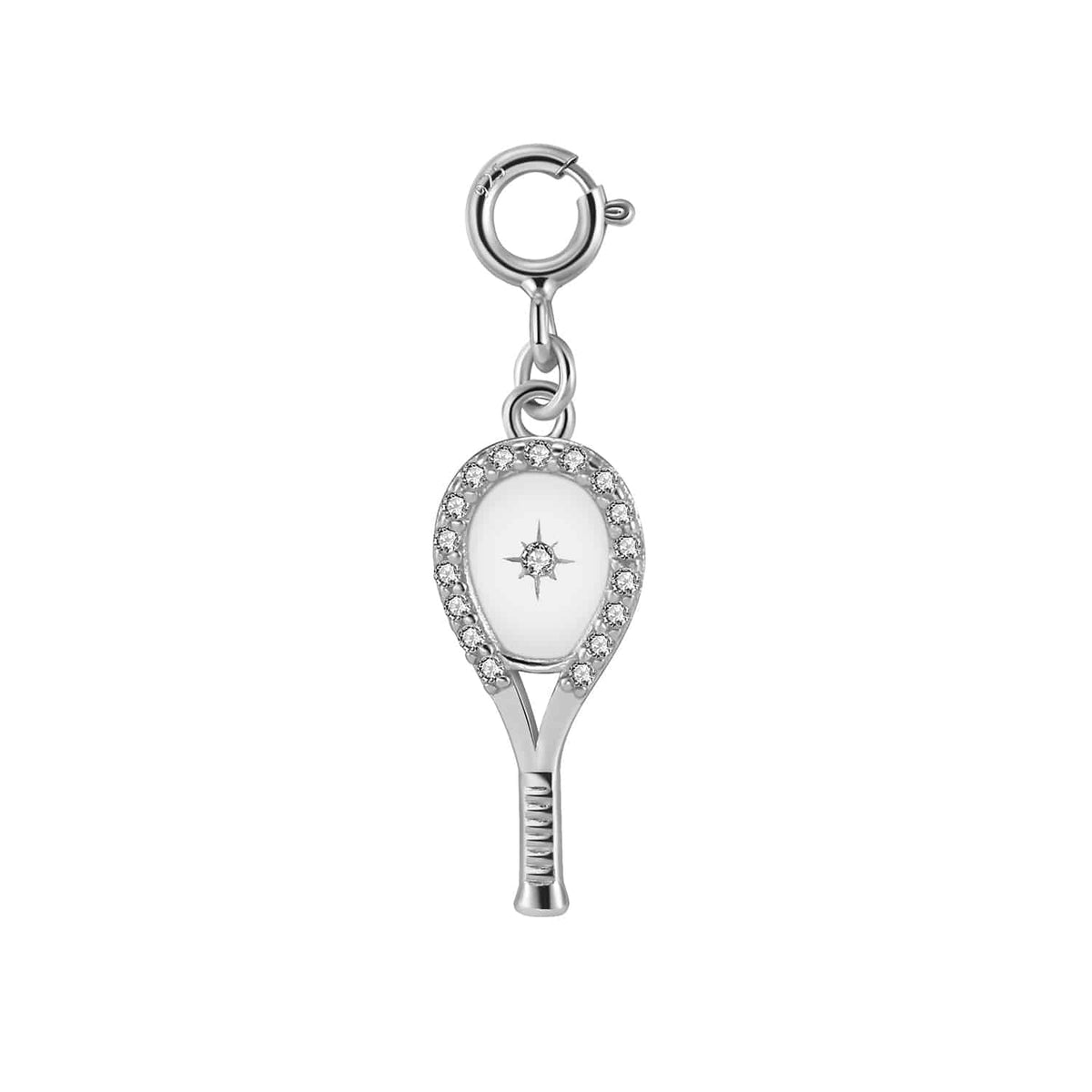 LoveMatch Tennis Racquet Clip On Charm Silver