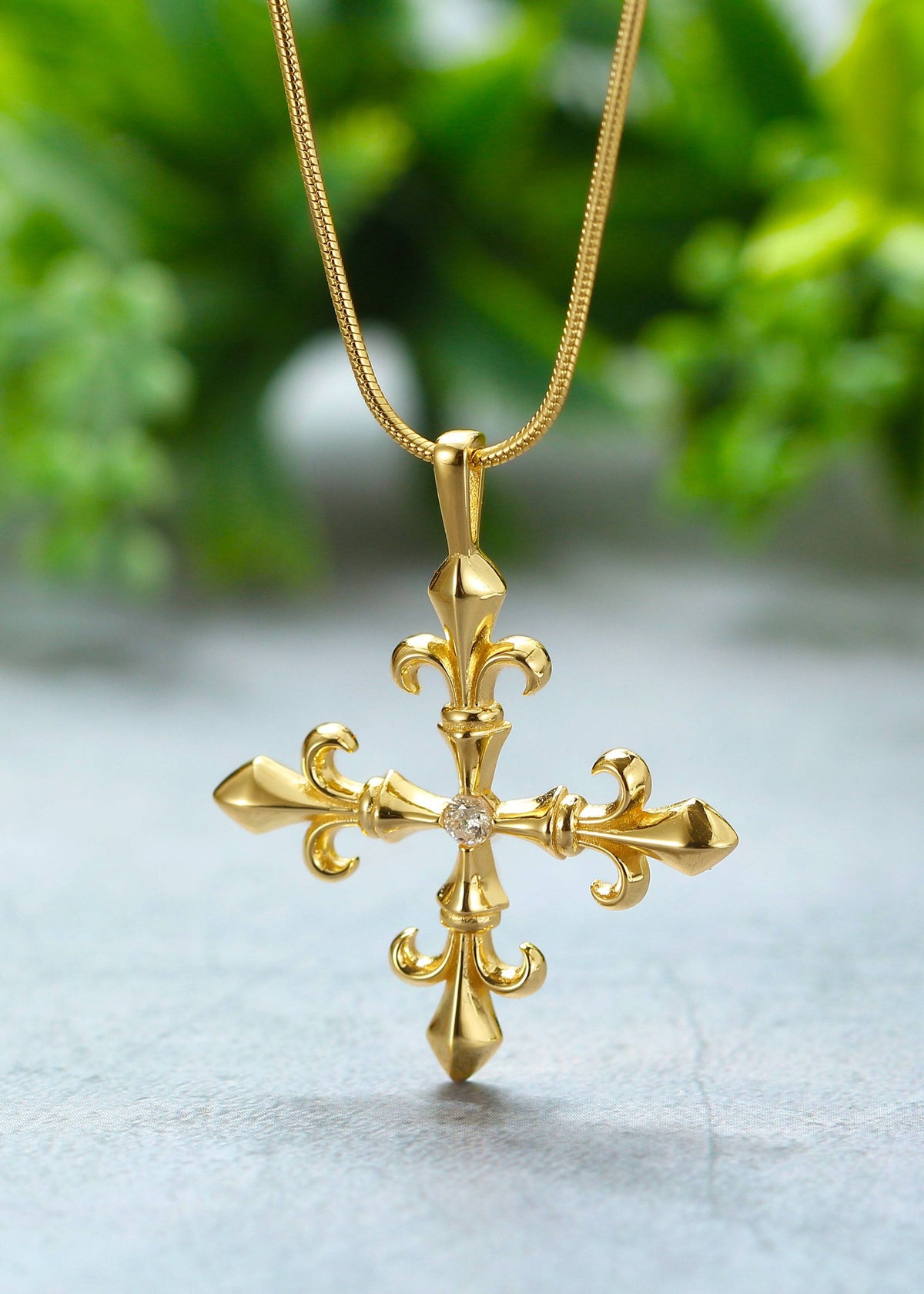 Saints and Saviors Fleur Madrigal Cross Necklace in Gold