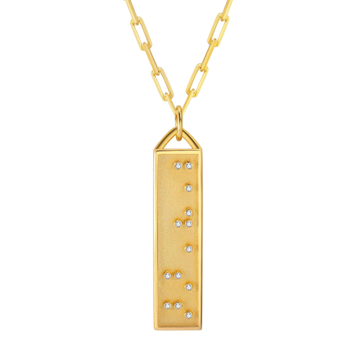 Touchstone Badass Bar Necklace Gold "Badass" in Braille Crystals