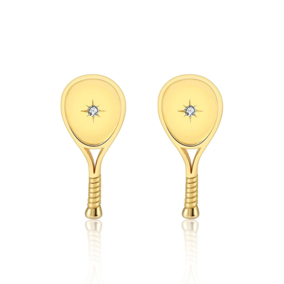 LoveMatch Tennis Racquet Stud Earrings Gold