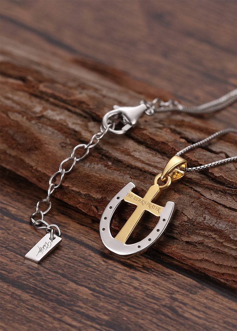 Saints and Saviors Rider's Prayer Mini G/S Necklace Silver chain reverse
