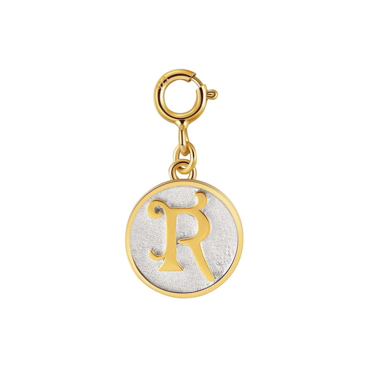 Dainty Fancy Initial Clip on Pendant Charm Letter R