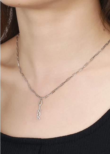Pickleball Dinks on Me Silver "DINK" Necklace on Model