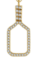 Pickleball Paddle Bling Clip-on Charm Gold with Crystals