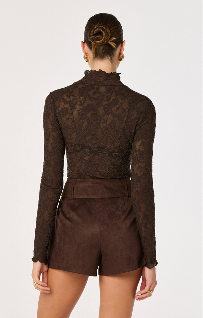 ASTR The Labelv| Kyra Sheer Mesh Mock Neck Top | Sweetest Stitch