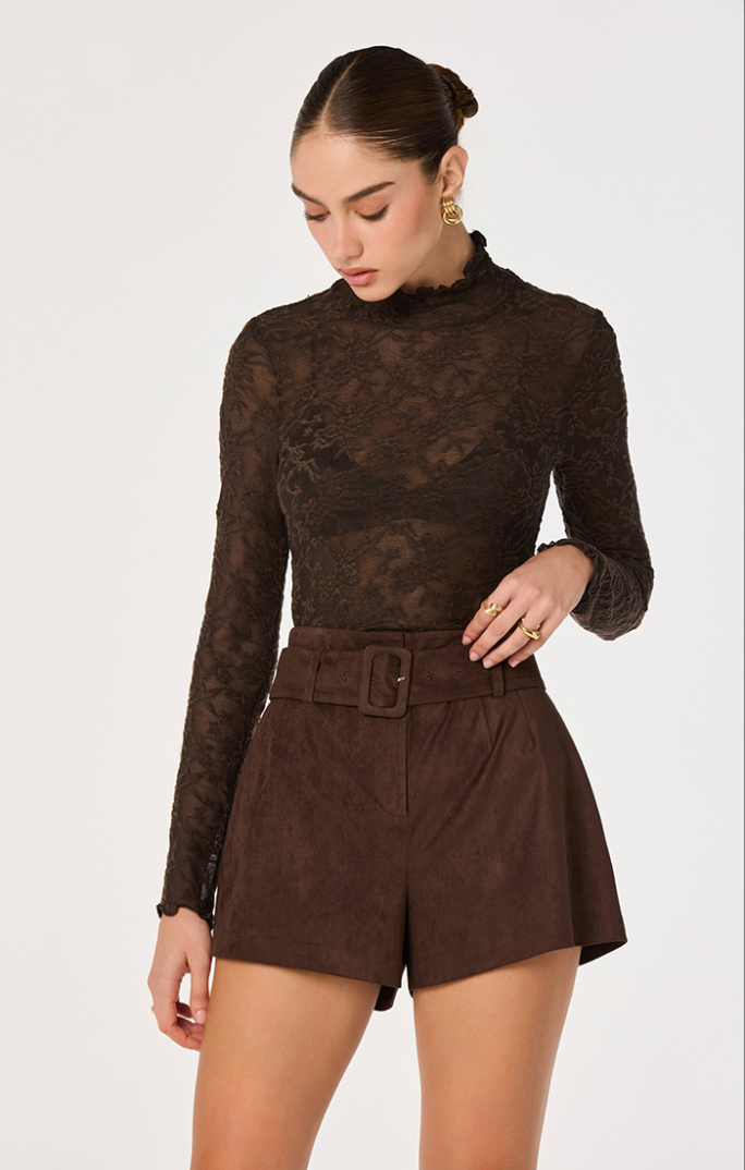 ASTR The Labelv| Kyra Sheer Mesh Mock Neck Top | Sweetest Stitch