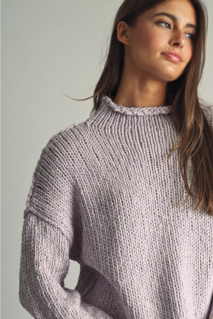 Miou Muse | Mandy Mock Neck Sweater - Lavender | Sweetest Stitch