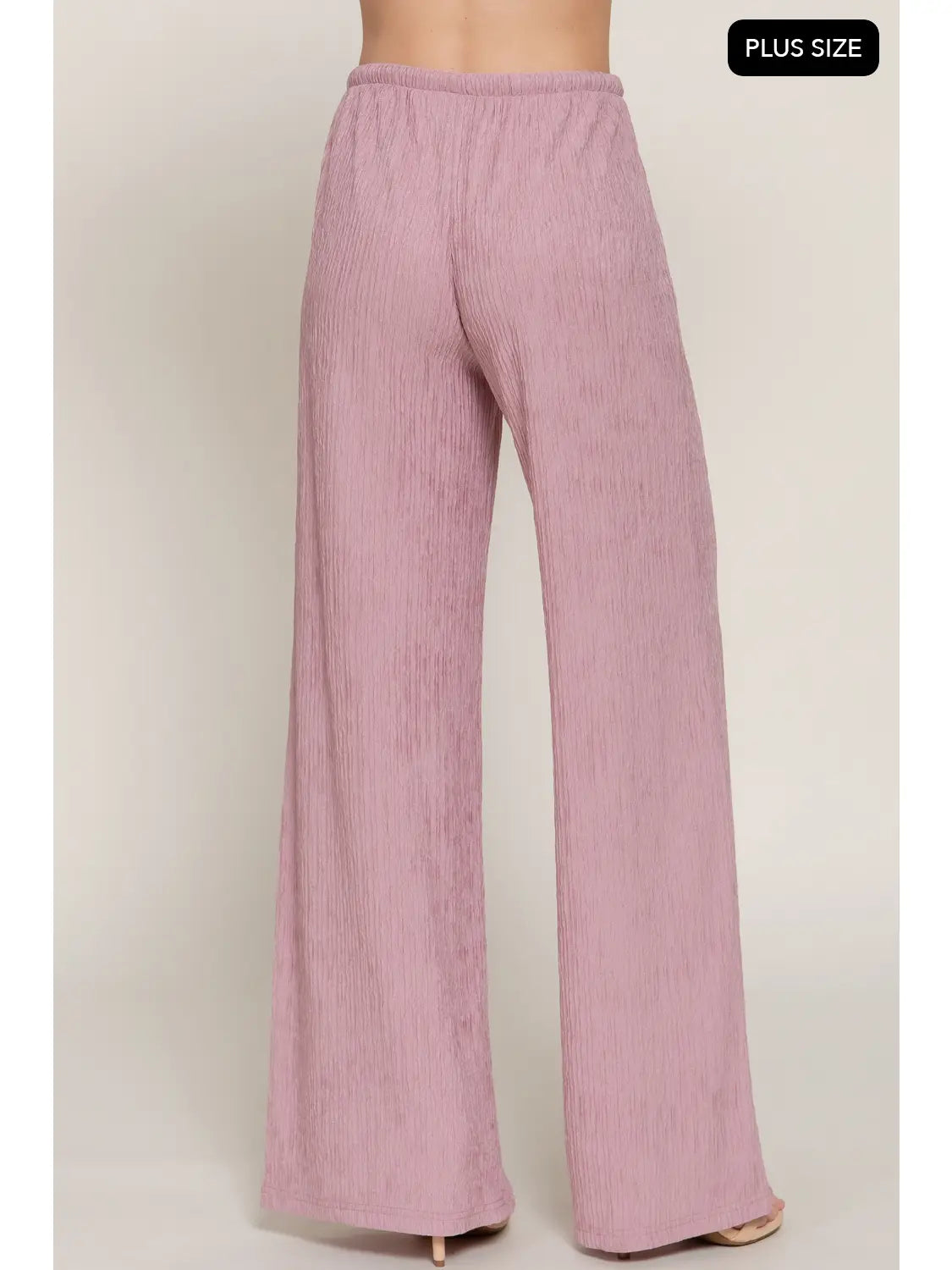 Women's Pink Drawstring Crinkle Long Pants