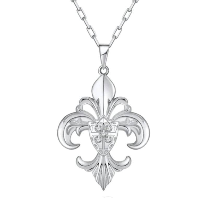 Saints and Saviors Fleur De Lis Silver Pendant Necklace