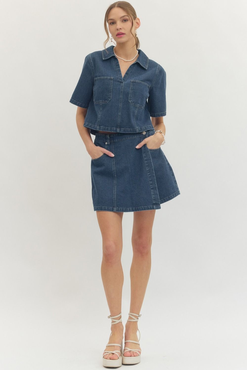 Entro | Morgan Denim Wrap Skort | Sweetest Stitch Boutique RVA