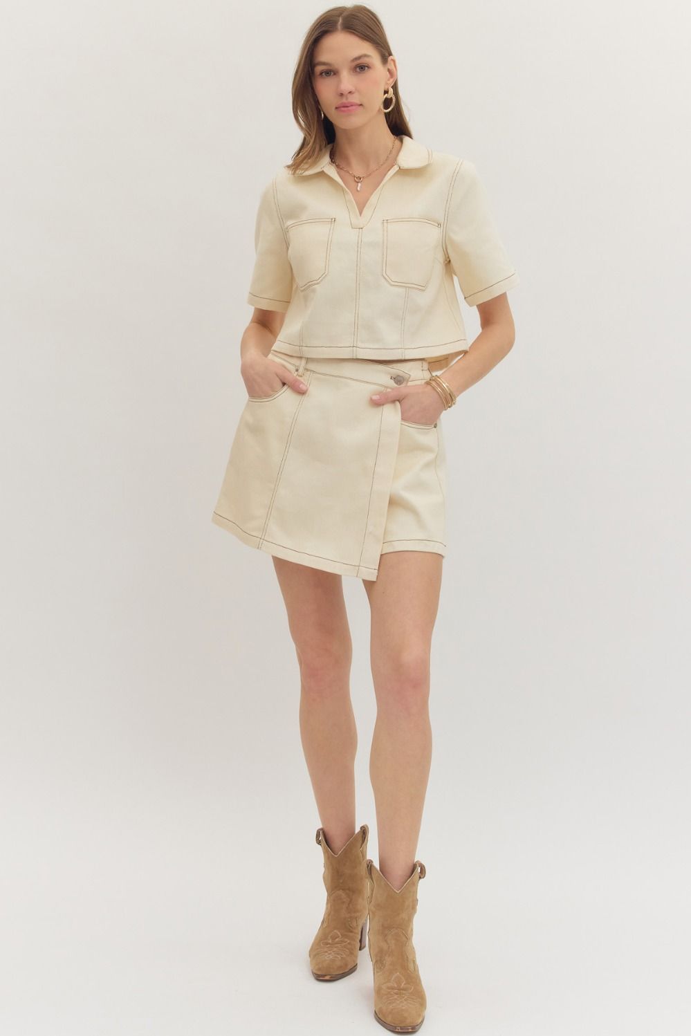 Entro | Morgan Denim Wrap Skort | Sweetest Stitch Boutique Richmond