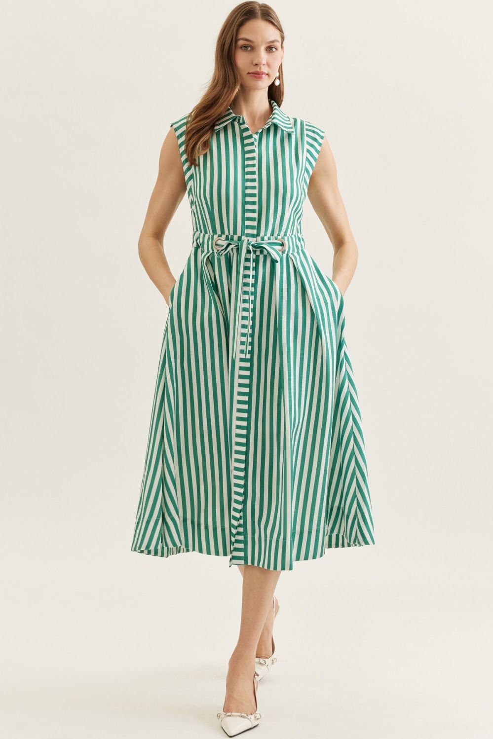 Entro | Tristen Striped Midi Dress | Sweetest Stitch Boutique Richmond