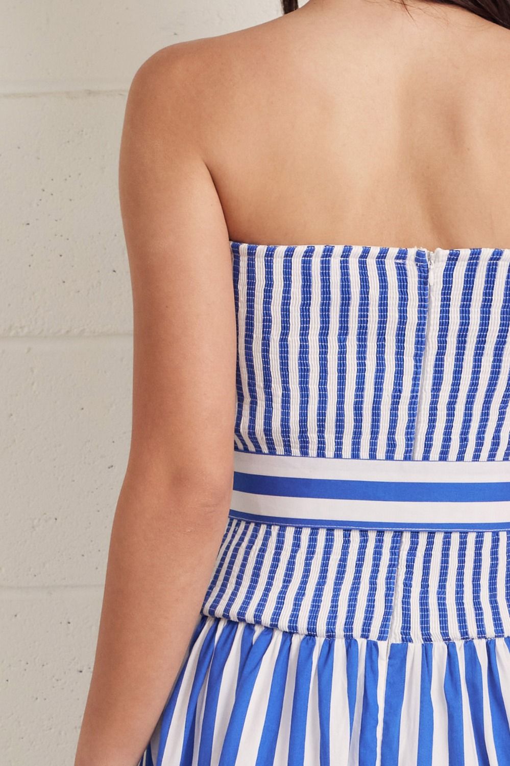 Entro | Paige Striped Strapless Midi Dress | Sweetest Stitch Boutique