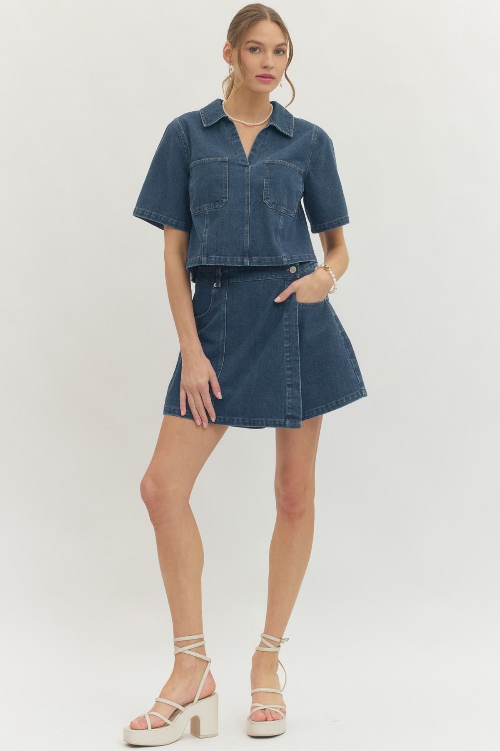 Entro | Morgan Short Sleeve Denim Top | Sweetest Stitch Boutique RVA