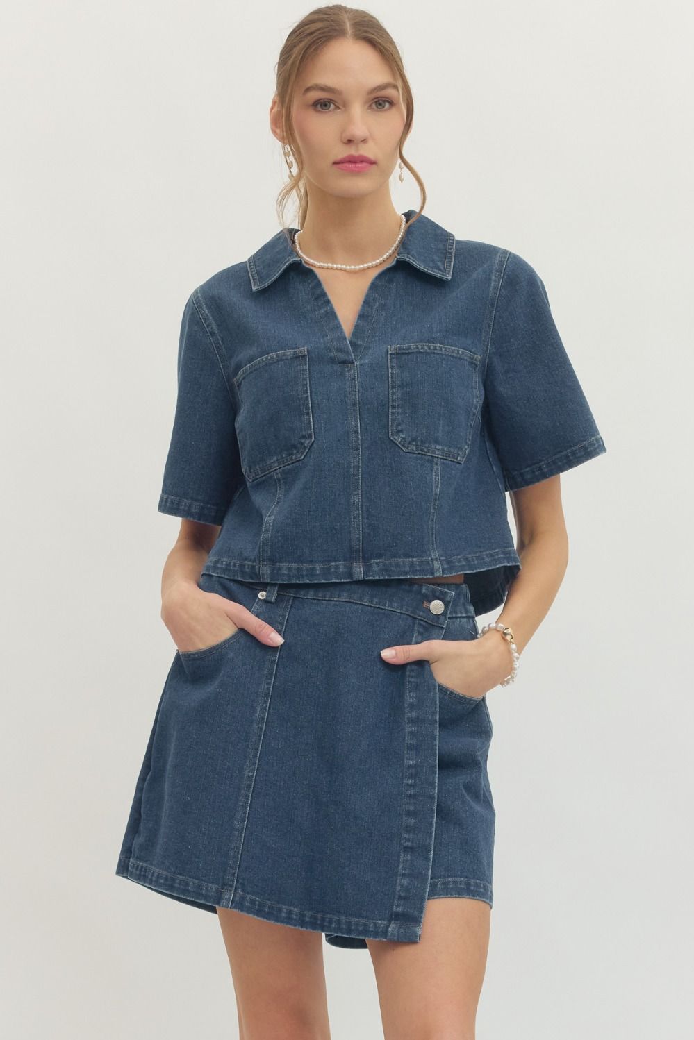 Entro | Morgan Short Sleeve Denim Top | Sweetest Stitch Boutique RVA